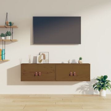 Vidaxl Zidni ormarići, 2 kom, medeno smeđa, 60x30x30 cm, masivni bor