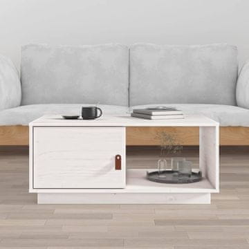 Vidaxl Klub stolić bijeli 80x50x35,5 cm masivni borov drvo