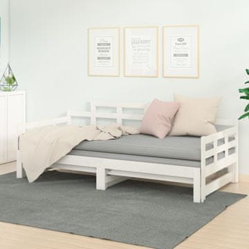 Vidaxl Krevet na razvlačenje od punog borovog drva bijele boje 2x (90x200) cm