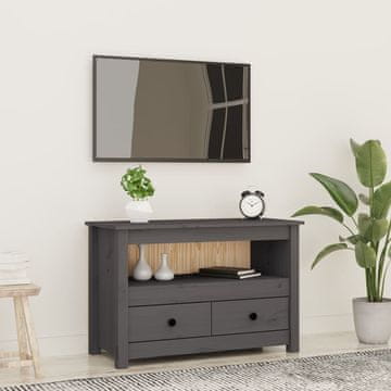Vidaxl TV stalak sivi 79x35x52 cm masivni borov drvo