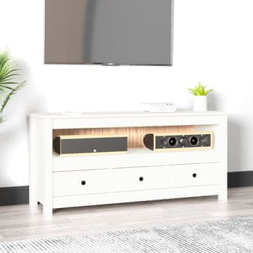 Vidaxl TV stalak bijeli 114x35x52 cm masivni borov drvo