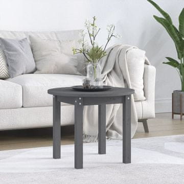 Vidaxl Klub stolić sivi Ø 55x45 cm masivni borov drvo