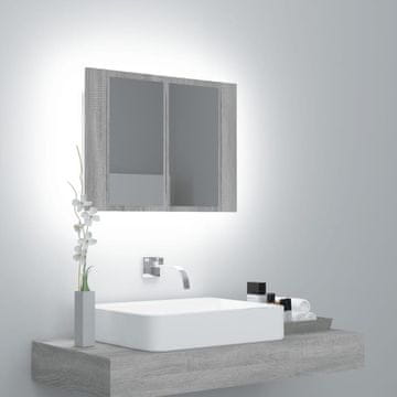 Vidaxl Kupaonski ormarić s ogledalom, sivi hrast sonoma, 60x12x45 cm