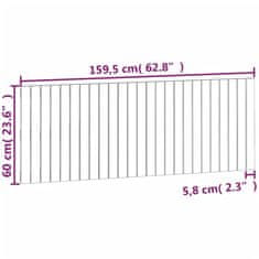 Vidaxl Zidno uzglavlje bijelo 159,5x3x60 cm od masivne borovine