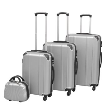 Vidaxl Set kofera s kolicima, 4 komada, srebrne boje