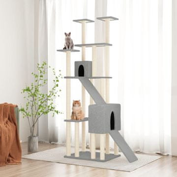 Vidaxl Grebalica za mačke sa sisal stupićima svijetlosiva 190 cm
