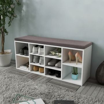 Vidaxl Klupa s stalkom za cipele, 10 odjeljaka, bijela