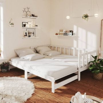 Vidaxl Produžni krevet, bijeli, 2x (90x200) cm, masivni borov drvo