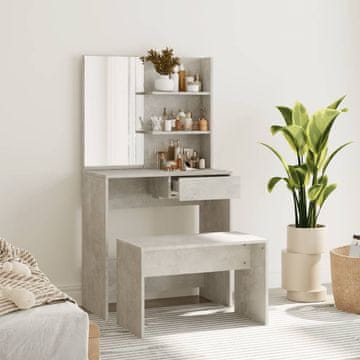 Vidaxl Set toaletnog stolića boje betona i sive 74,5 x 40 x 141 cm