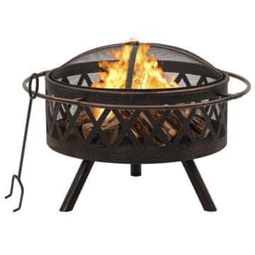 Vidaxl Rustikalno ognjište s žaračem, 76 cm, XXL, čelik