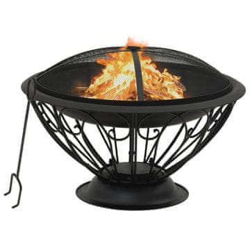 Vidaxl Vatrište s žaračem, 75 cm, XXL, čelik