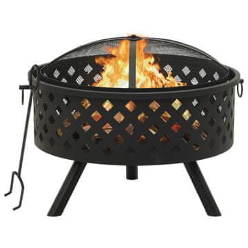 Vidaxl Vatrena jama s žaračem, 68 cm, XXL, čelik