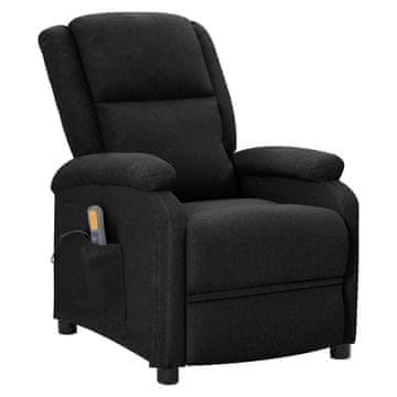 Vidaxl Masažna fotelja s krilnim naslonom crna od tkanine