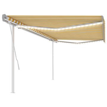 Vidaxl Tenda na ručno uvlačenje s LED svjetlima 5x3,5 m žuto-bijela