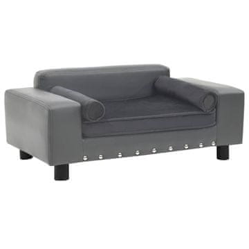 Vidaxl Sofa za pse siva 81 x 43 x 31 cm od pliša i umjetne kože