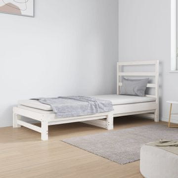Vidaxl Produžni krevet, bijeli, 2x (90x190) cm, masivni borov drvo