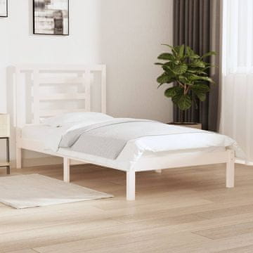 Vidaxl Okvir kreveta bez madraca bijeli 90x200 cm masivni borov drvo