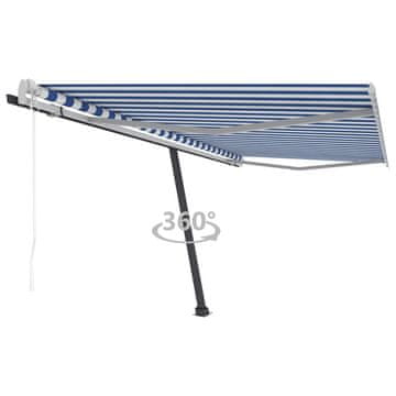 Vidaxl Samostojeća automatska tenda 450 x 300 cm plavo-bijela