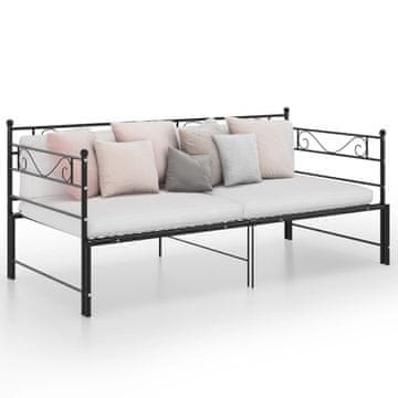 Vidaxl Sofa s izvlačnim okvirom za krevet crna metalna 90x200 cm