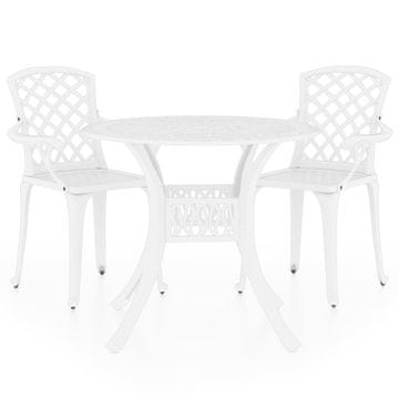 Vidaxl 3-dijelni bistro set od lijevanog aluminija bijeli