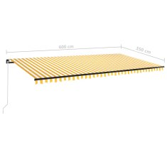 Vidaxl Tenda na ručno uvlačenje 600 x 350 cm žuto-bijela