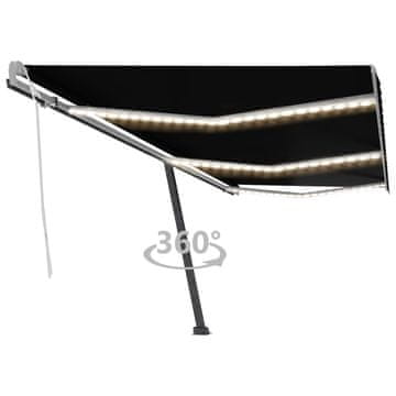 Vidaxl Tenda na ručno uvlačenje s LED svjetlima 600 x 300 cm antracit