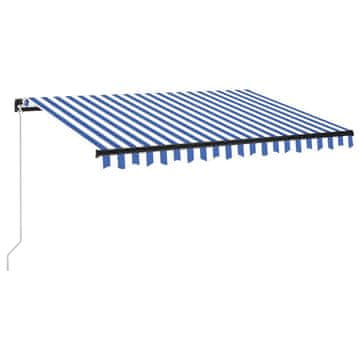 Vidaxl Tenda na ručno uvlačenje s LED svjetlom 350x250 cm plavo-bijela
