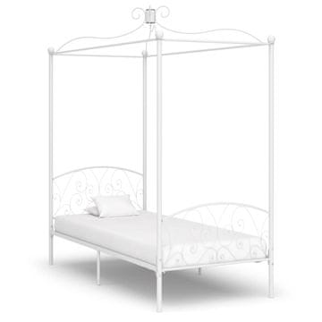 Vidaxl Okvir za krevet s baldahinom, bijeli metal, 90 x 200 cm