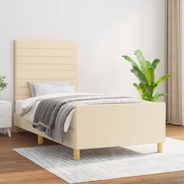 Vidaxl Okvir kreveta bez madraca krem boje 90x190 cm tkanina