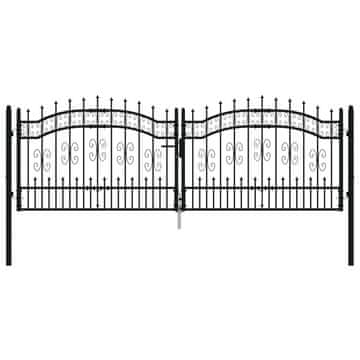 Vidaxl Vrata za ogradu s kopljem na vrhu crna 305 x 100 cm čelik s praškastim premazom