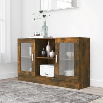 Vidaxl Vitrina, dimljeni hrast, 120 x 30,5 x 70 cm