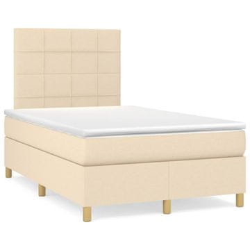 Vidaxl Krevet s oprugama i madracem krem 120 x 200 cm od tkanine