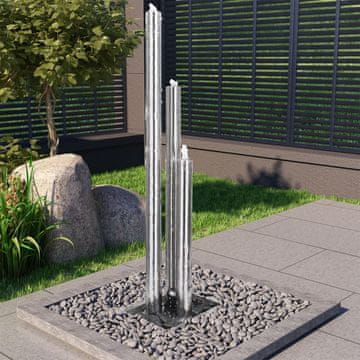 Vidaxl Vrtna fontana srebrna 48x34x153 cm nehrđajući čelik