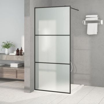 Vidaxl Tuš paravan, crni, 90x195 cm, matirano ESG staklo