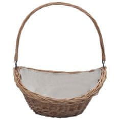 Vidaxl 286987 Firewood Basket with Handle 57x46,5x52 cm Brown Willow