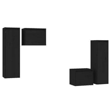 Vidaxl TV ormarići 4 kom crni od masivne borovine