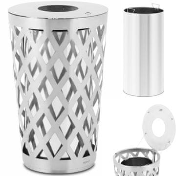 Gradska vanjska kanta za otpad, okrugla, promjer 50 x 80 cm, ČELIK, siva