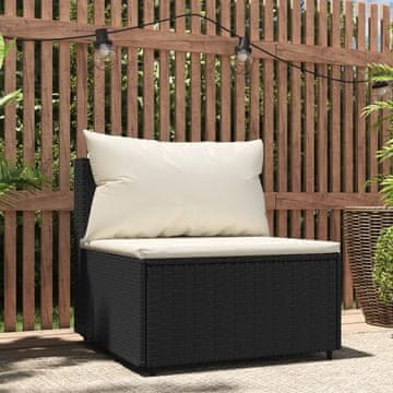 Vidaxl Sofa s jastucima, crna, poliratan