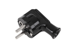 Kemot Utikač 16A/250V plastični za kabel, kutni izlaz, crni