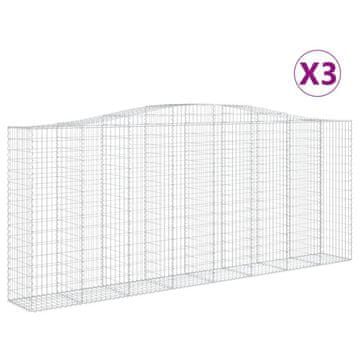 Vidaxl Lučne gabionske košare 3 kom 400x50x160/180cm pocinčano željezo