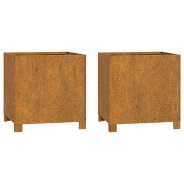Vidaxl Sadilice s nogama 2 kom boja hrđe 40x40x40 cm od čelika COR-TEN