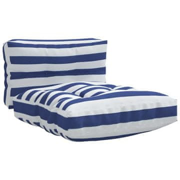 Vidaxl Jastuci za palete 2 kom plavo-bijeli prugasti od tkanine