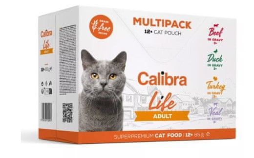  Calibra Life hrana za mačke, s govedinom, patkom, puretinom i teletinom u umaku, 12 x 85 g
