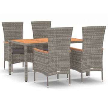 Vidaxl 5-dijelni vrtni blagovaonski set sivi od poliratana