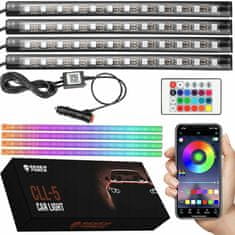 Dexxer 4x LED RGB traka za rasvjetu unutrašnjosti vozila 12V + daljinski upravljač i aplikacija