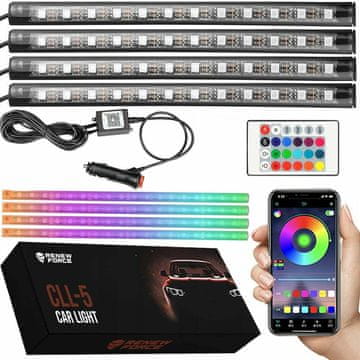 Dexxer 4x LED RGB traka za rasvjetu unutrašnjosti vozila 12V + daljinski upravljač i aplikacija