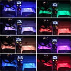 Dexxer 4x LED RGB traka za rasvjetu unutrašnjosti vozila 12V + daljinski upravljač i aplikacija