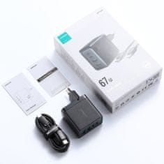 Joyroom TCG02 GaN punjač 2x USB / 2x USB-C 67W + kabel USB-C, crno