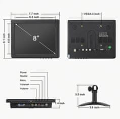 Secutek 8" vanjski LCD monitor 8008