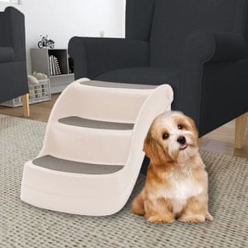 Vidaxl Sklopive pseće stepenice s 3 stepenice krem boje 50x38x38 cm
